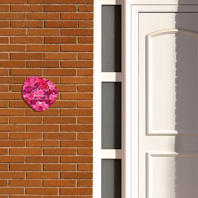 Roze rozen - Sierlijk Naambord Organisch middel -sfeer3