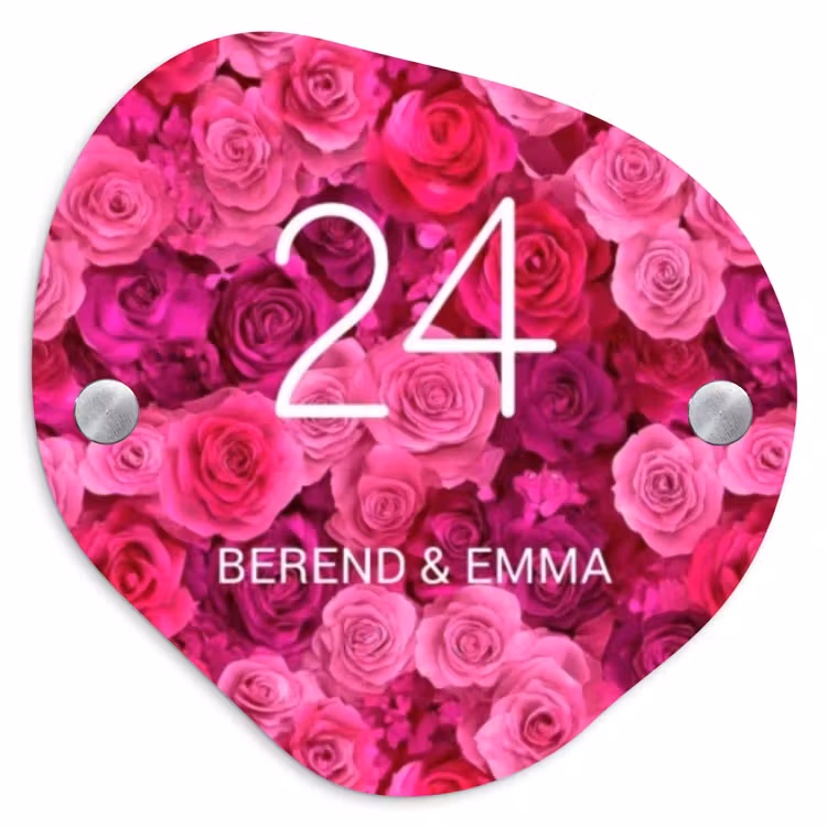 Roze rozen - Klassiek Naambord Organisch middel -3d