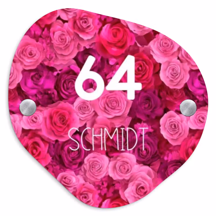 Roze rozen - Modern Naambord Organisch middel -3d