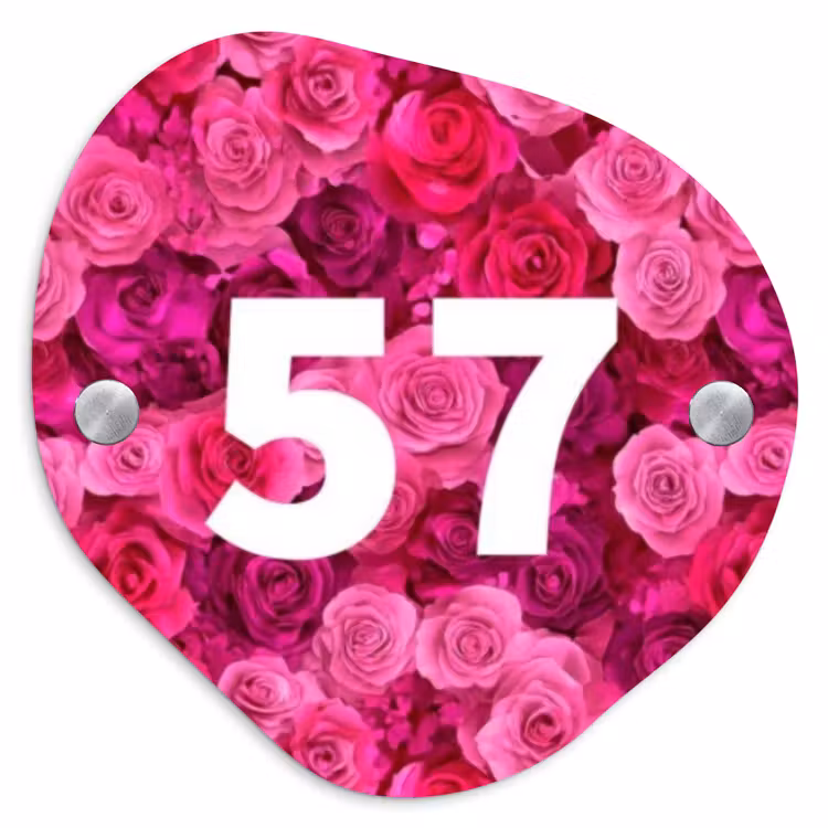 Roze rozen - Traditioneel Naambord Organisch middel -3d