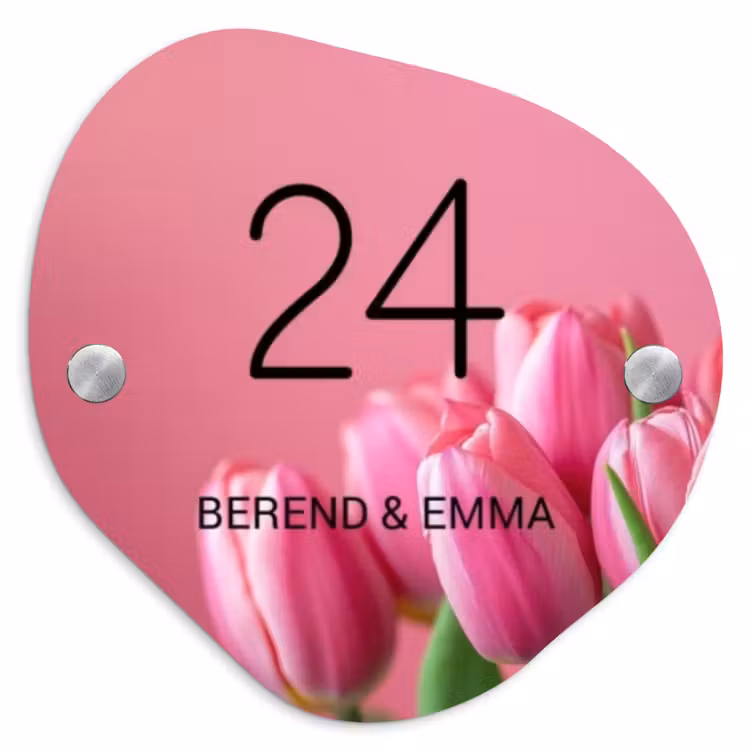 Roze tulpen - Klassiek Naambord Organisch middel -3d