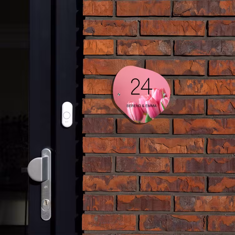 Roze tulpen - Klassiek Naambord Organisch middel -sfeer1