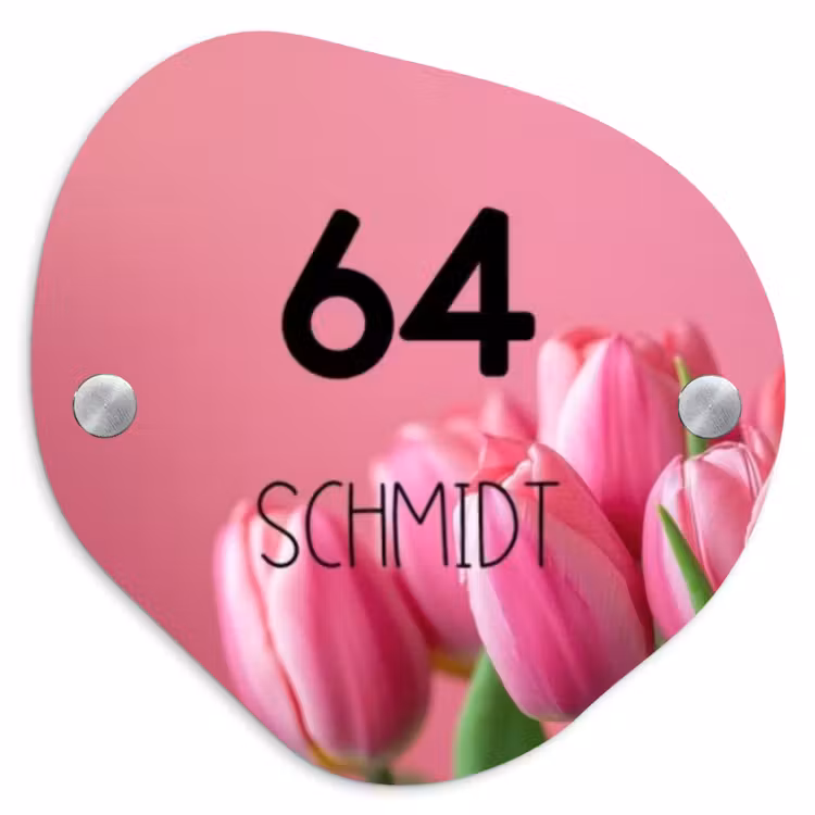 Roze tulpen - Modern Naambord Organisch middel -3d