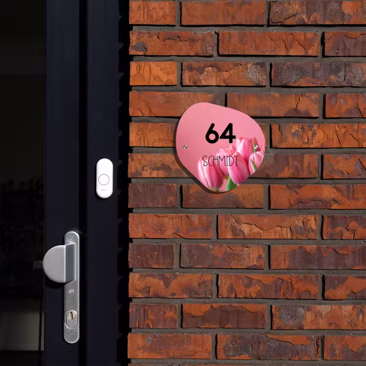 Roze tulpen - Modern Naambord Organisch middel -sfeer1