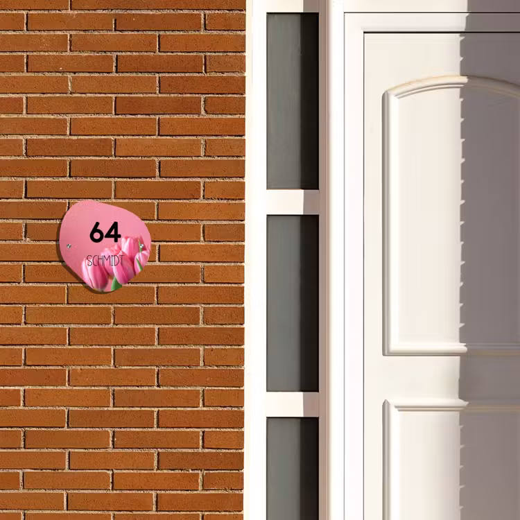 Roze tulpen - Modern Naambord Organisch middel -sfeer3