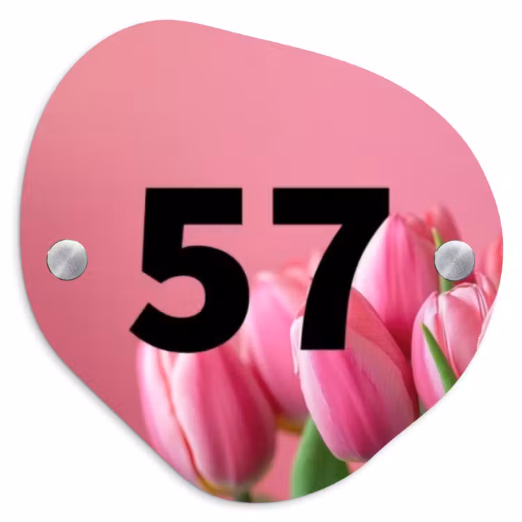 Roze tulpen - Traditioneel Naambord Organisch middel -3d