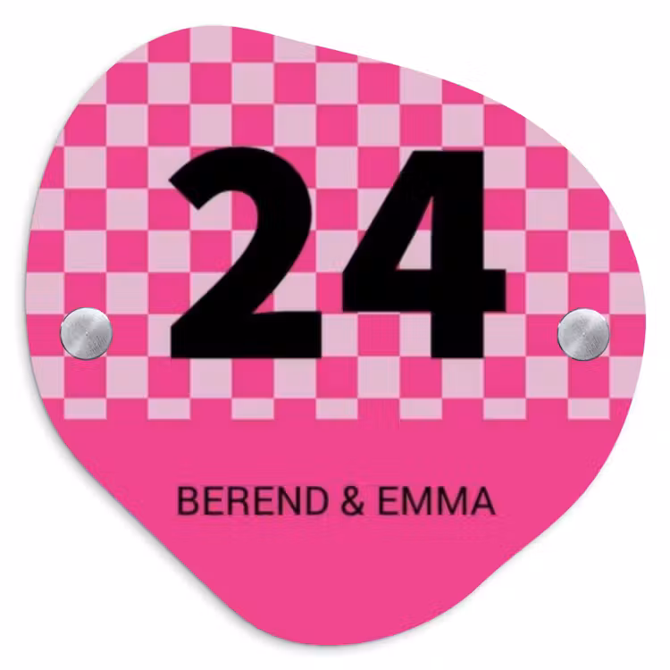 Roze - Blokjes - Klassiek Naambord Organisch middel -3d