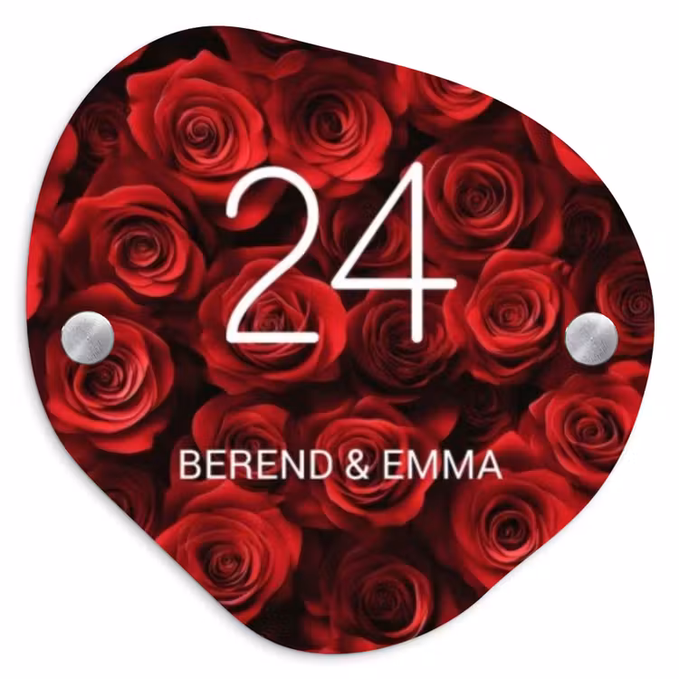 Rode rozen - Klassiek Naambord Organisch middel -3d