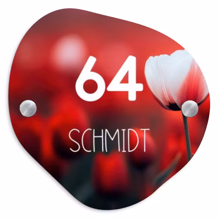 Rode tulpen - Modern Naambord Organisch middel -3d