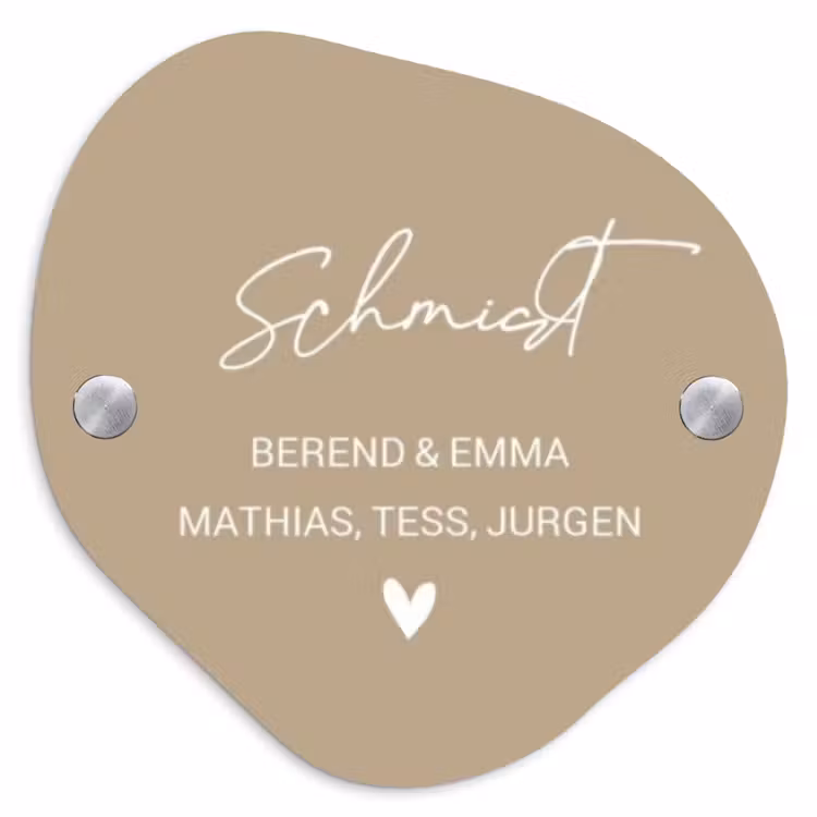 Zandkleur - Sierlijk Naambord Organisch middel -3d