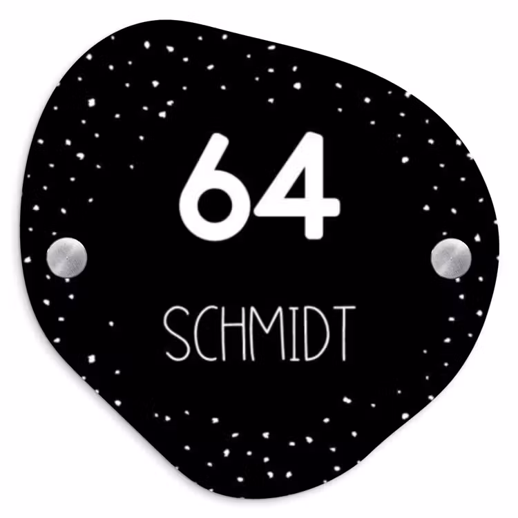 Zwart met stippen - Modern Naambord Organisch middel -3d