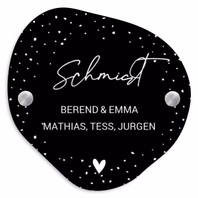 Zwart met stippen - Sierlijk Naambord Organisch middel -3d