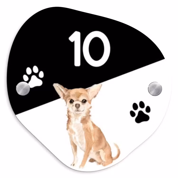 Zwart wit - Huisdier - Chihuahua Naambord Organisch middel -3d