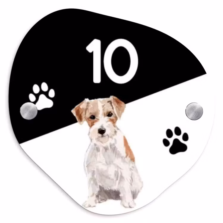 Zwart wit - Huisdier - Jack Russel Naambord Organisch middel -3d