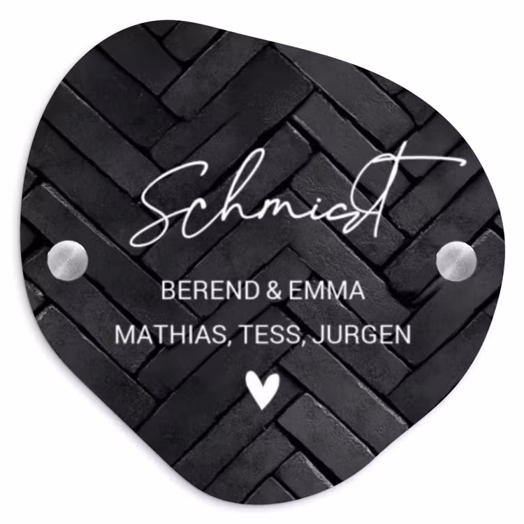 Zwarte tegels - Sierlijk Naambord Organisch middel -3d