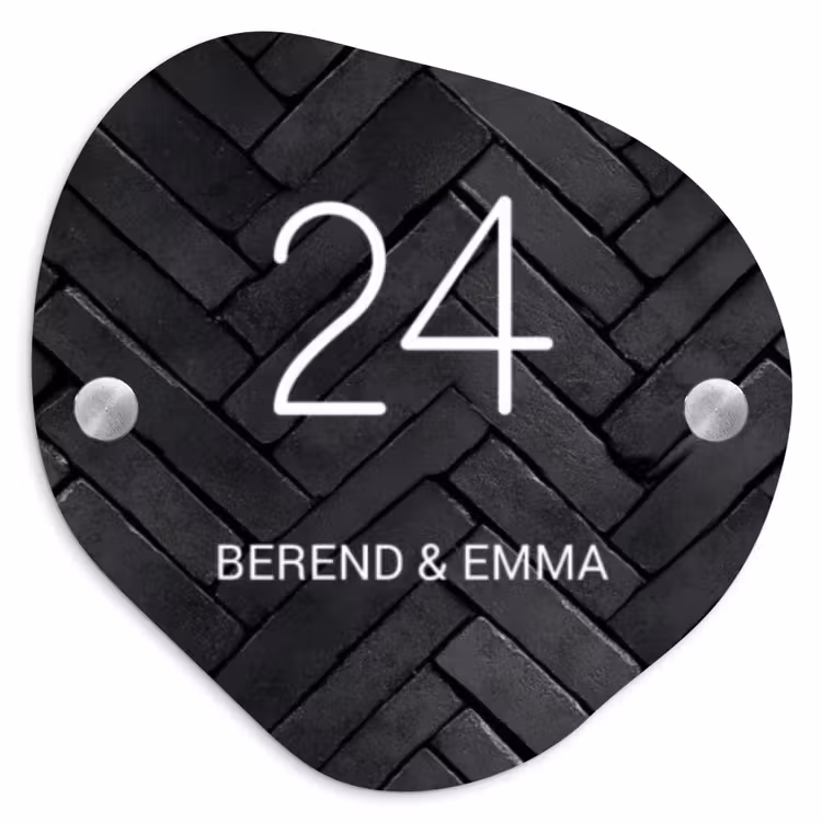 Zwarte tegels - Klassiek Naambord Organisch middel -3d
