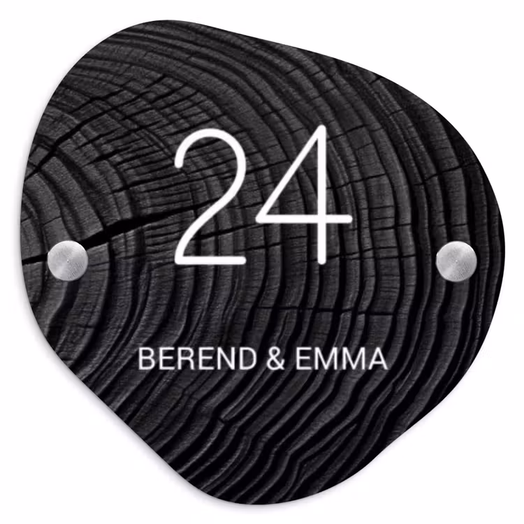 Zwarte houten nerf - Klassiek Naambord Organisch middel -3d