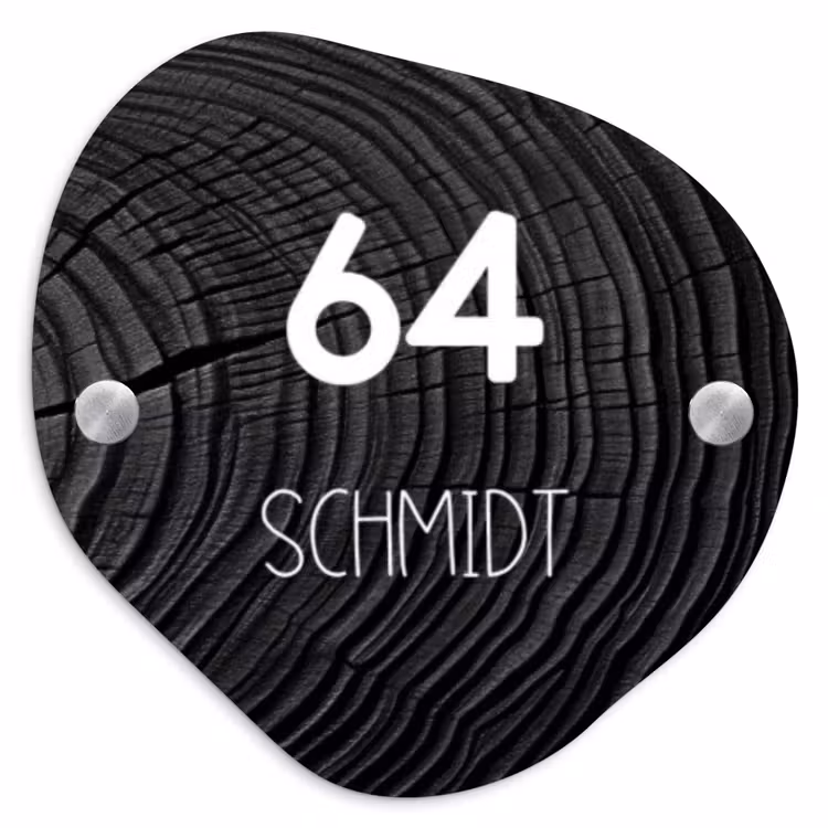Zwarte houten nerf - Modern Naambord Organisch middel -3d