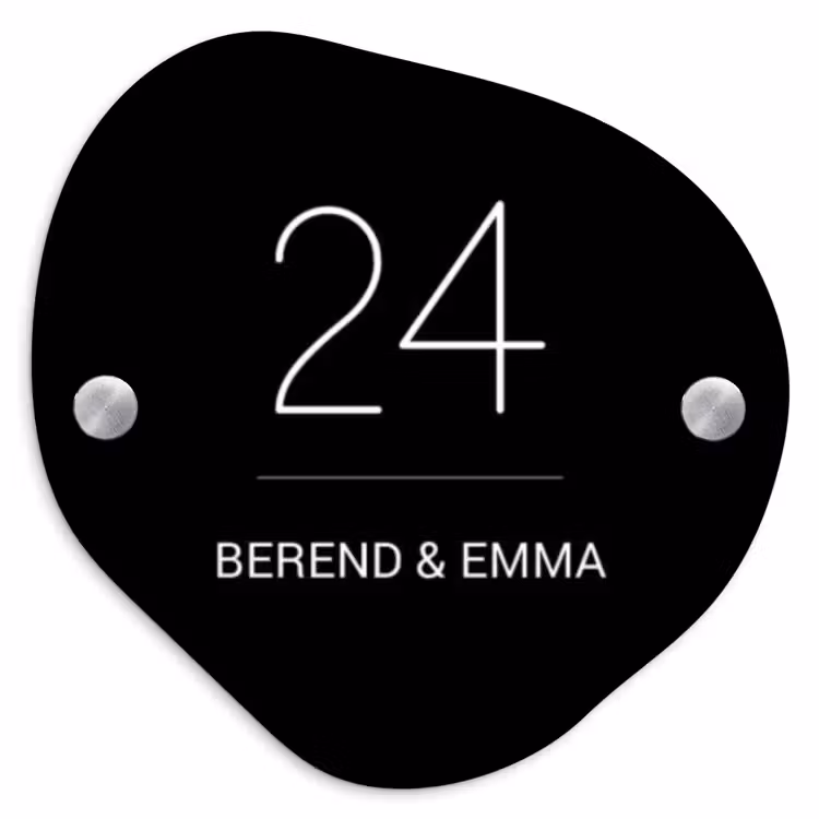 Zwart vlak - Klassiek Naambord Organisch middel -3d