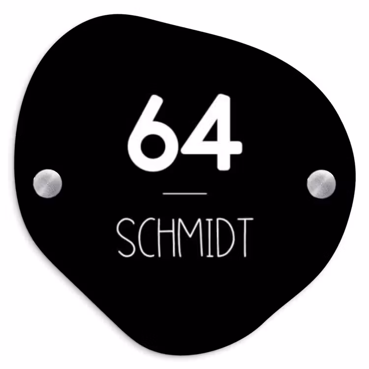 Zwart vlak - Modern Naambord Organisch middel -3d