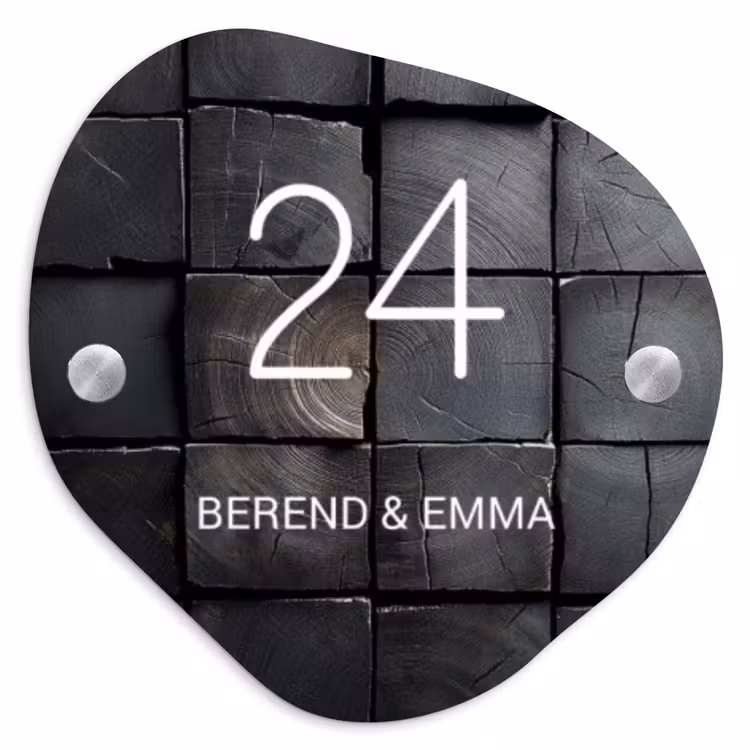 Zwarte houtblokken - Klassiek Naambord Organisch middel -3d