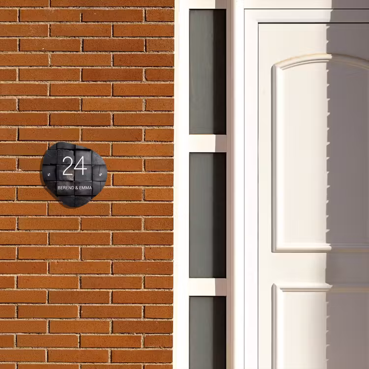 Zwarte houtblokken - Klassiek Naambord Organisch middel -sfeer3