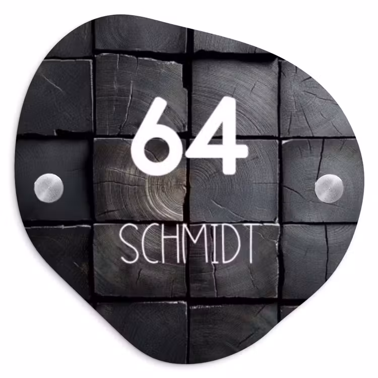 Zwarte houtblokken - Modern Naambord Organisch middel -3d