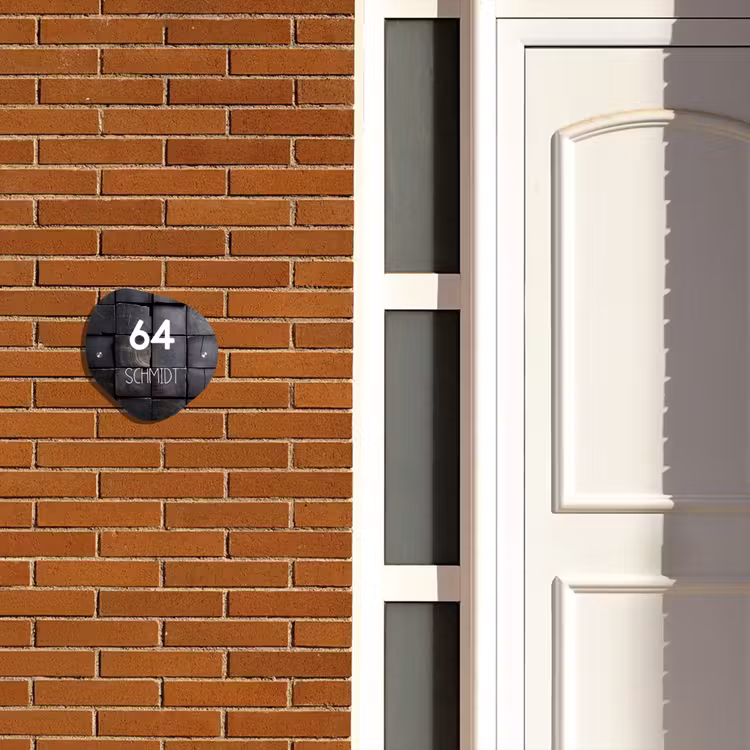 Zwarte houtblokken - Modern Naambord Organisch middel -sfeer3