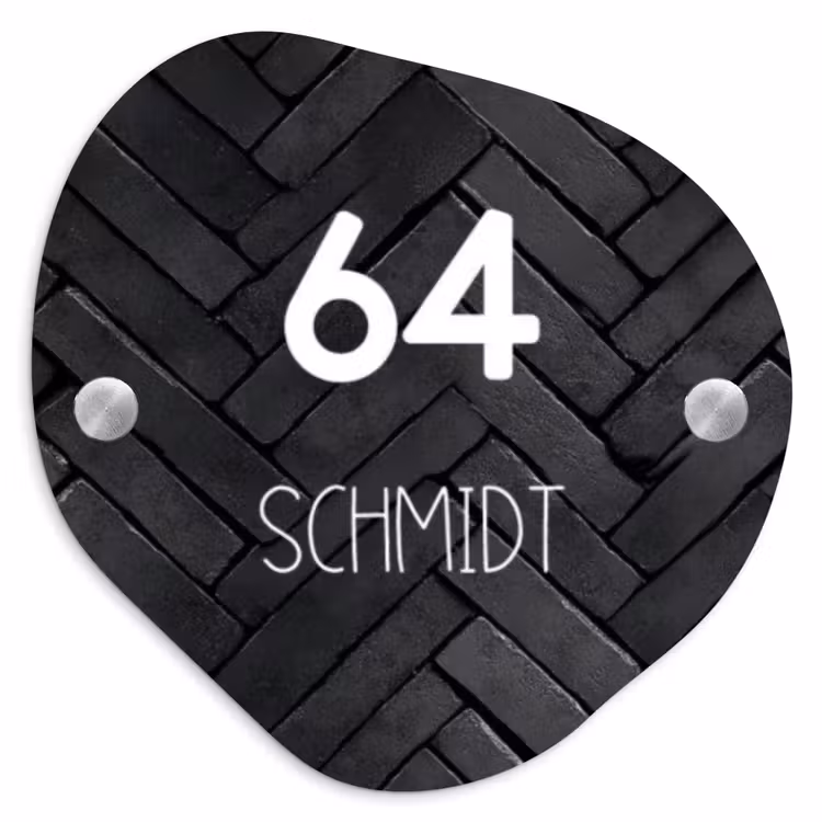 Zwarte stenen - Modern Naambord Organisch middel -3d