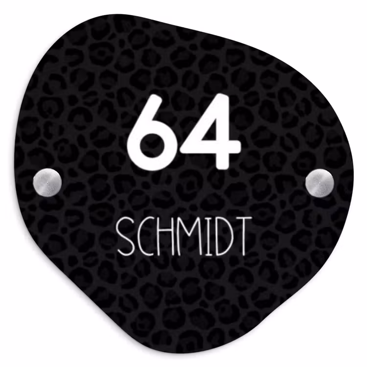 Zwart panterprint - Modern Naambord Organisch middel -3d