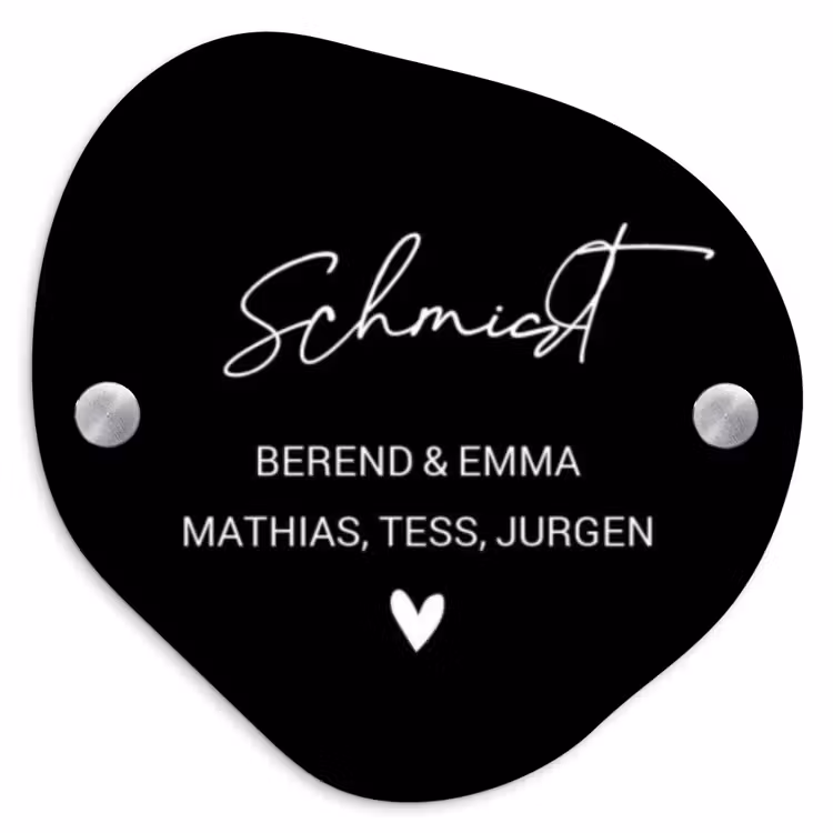 Zwart vlak - Sierlijk Naambord Organisch middel -3d