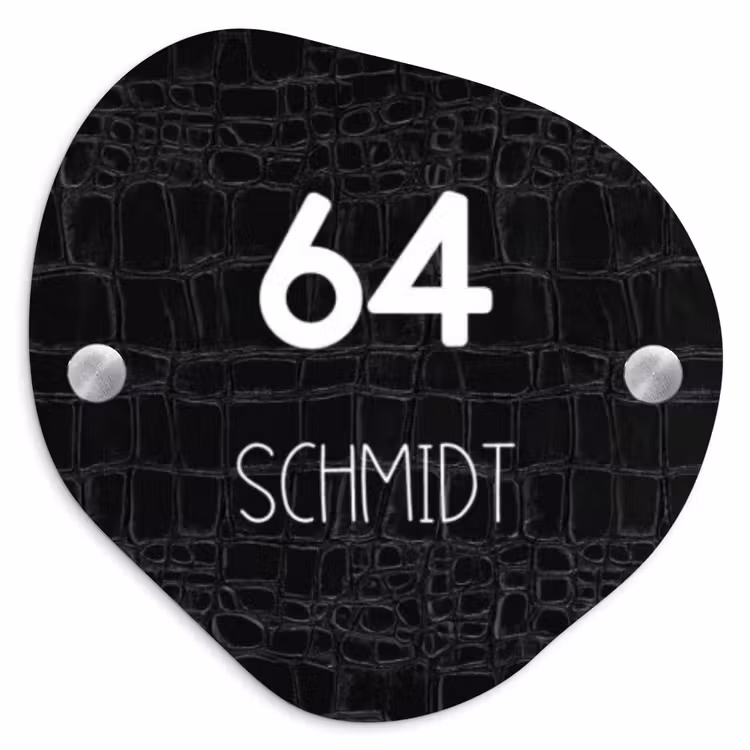 Zwart krokodillenleertextuur - Modern Naambord Organisch middel -3d