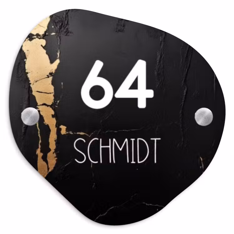 Zwart goud structuur - Modern Naambord Organisch middel -3d