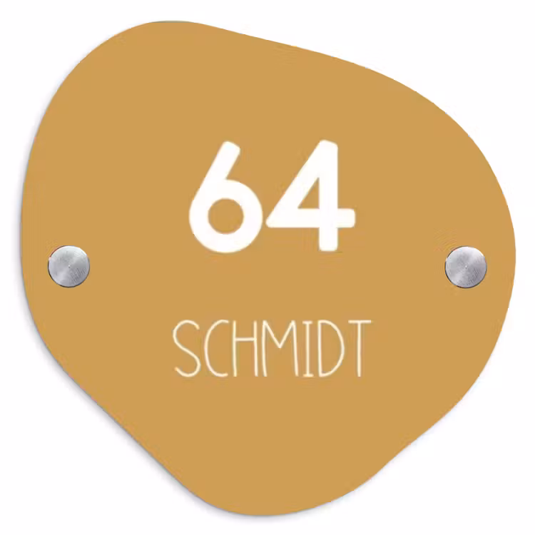 Mosterdgeel - Modern Naambord Organisch middel -3d
