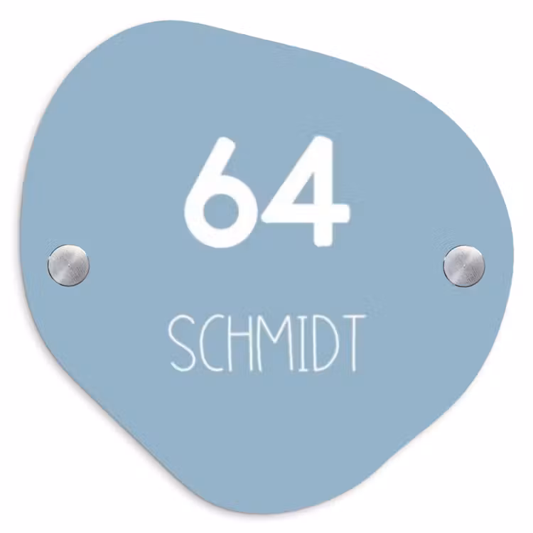 Effen - Lichtblauw - Modern Naambord Organisch middel -3d