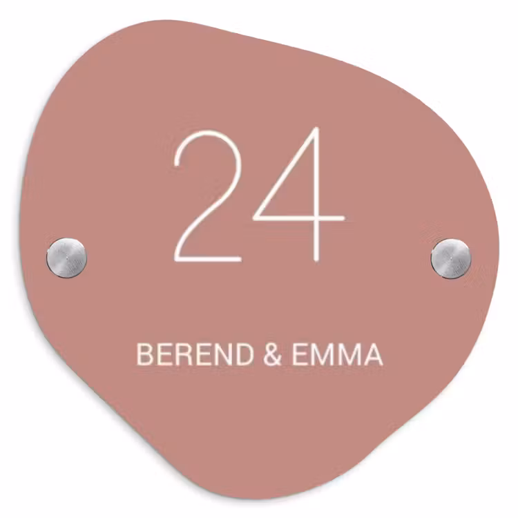 Effen oudroze - Klassiek Naambord Organisch middel -3d