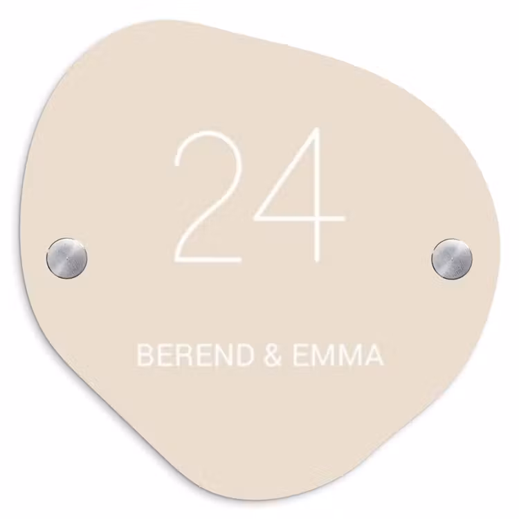 Effen - Beige - Klassiek Naambord Organisch middel -3d
