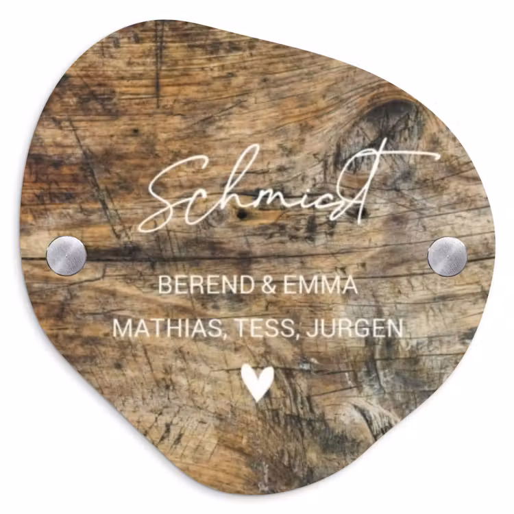 Verweerd hout - Sierlijk Naambord Organisch middel -3d