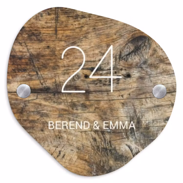 Verweerd hout - Klassiek Naambord Organisch middel -3d