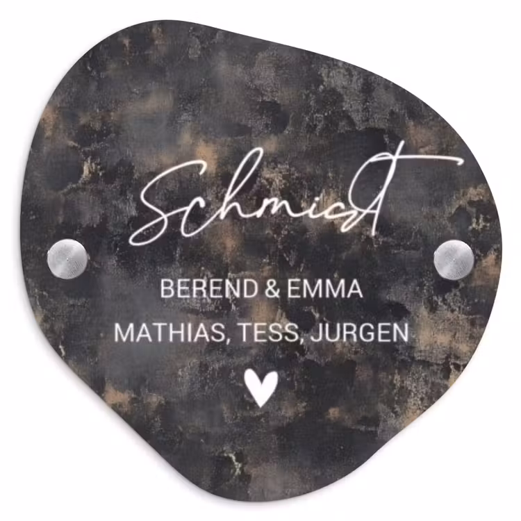 Verweerd metaal - Sierlijk Naambord Organisch middel -3d