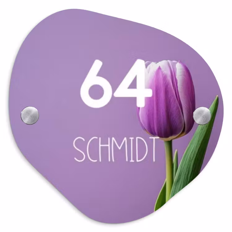 Paarse tulp - Modern Naambord Organisch middel -3d