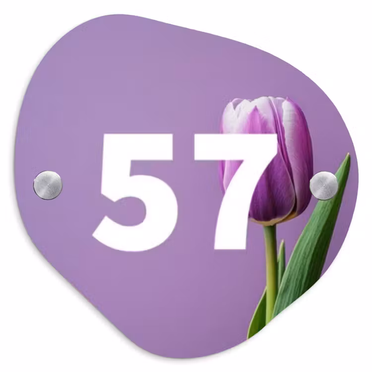Paarse tulp - Traditioneel Naambord Organisch middel -3d
