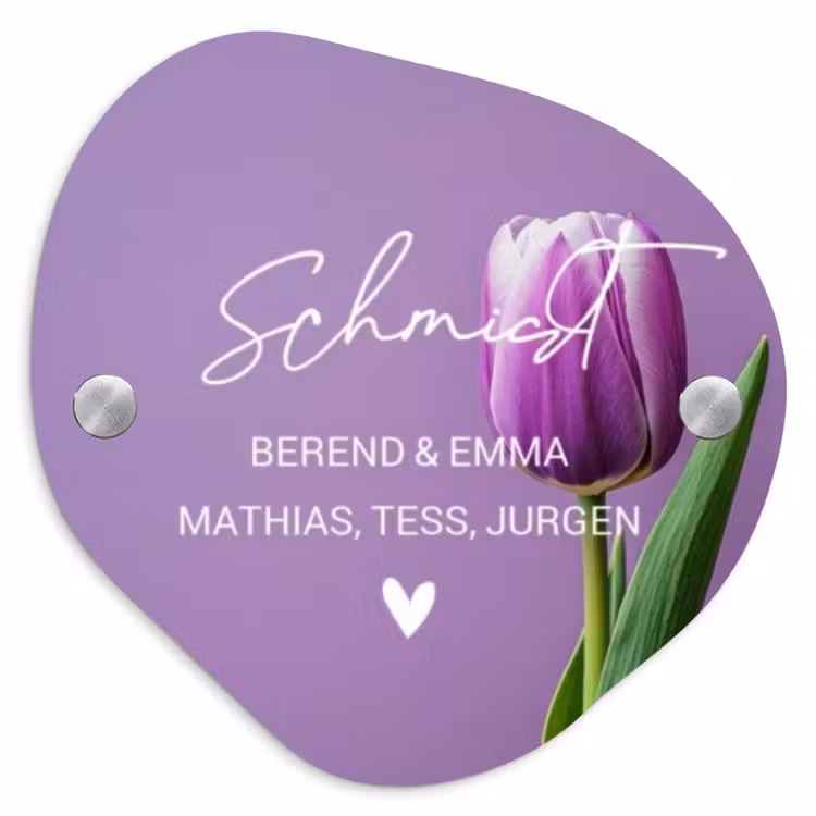 Paarse tulp - Sierlijk Naambord Organisch middel -3d