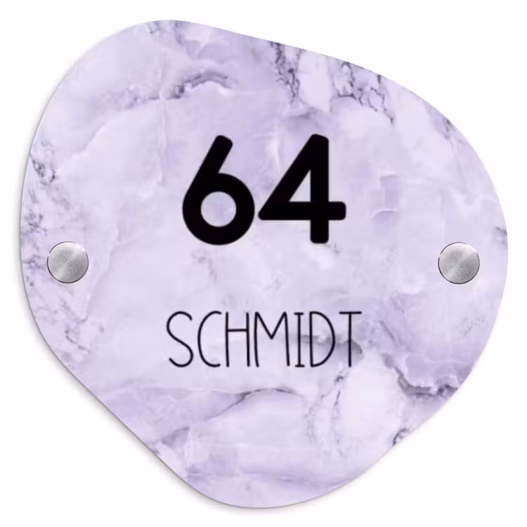 Paars marmer - Modern Naambord Organisch middel -3d