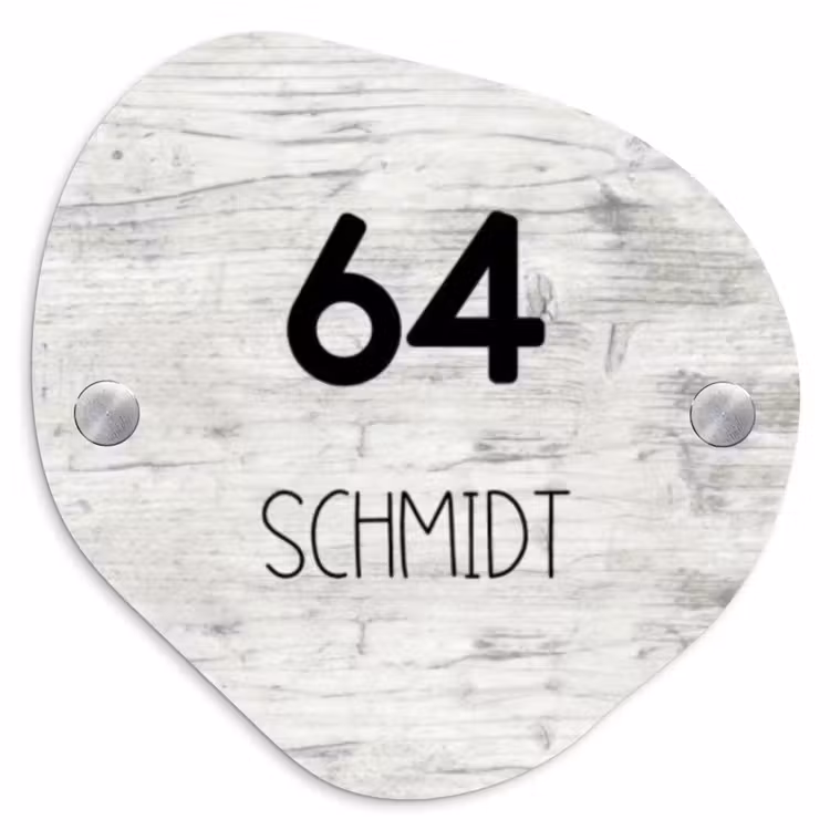 Witgrijs hout - Modern Naambord Organisch middel -3d