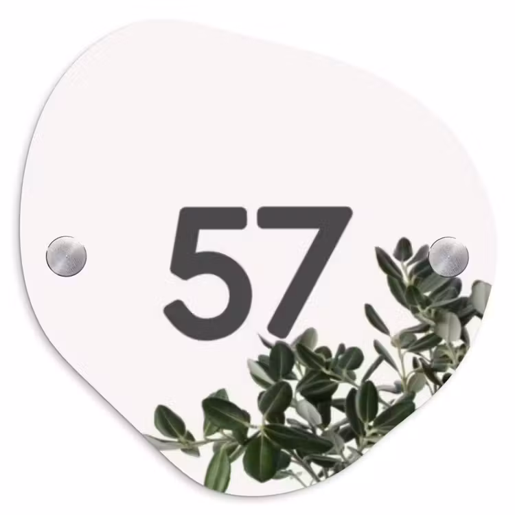Wit met bladeren - Traditioneel Naambord Organisch middel -3d
