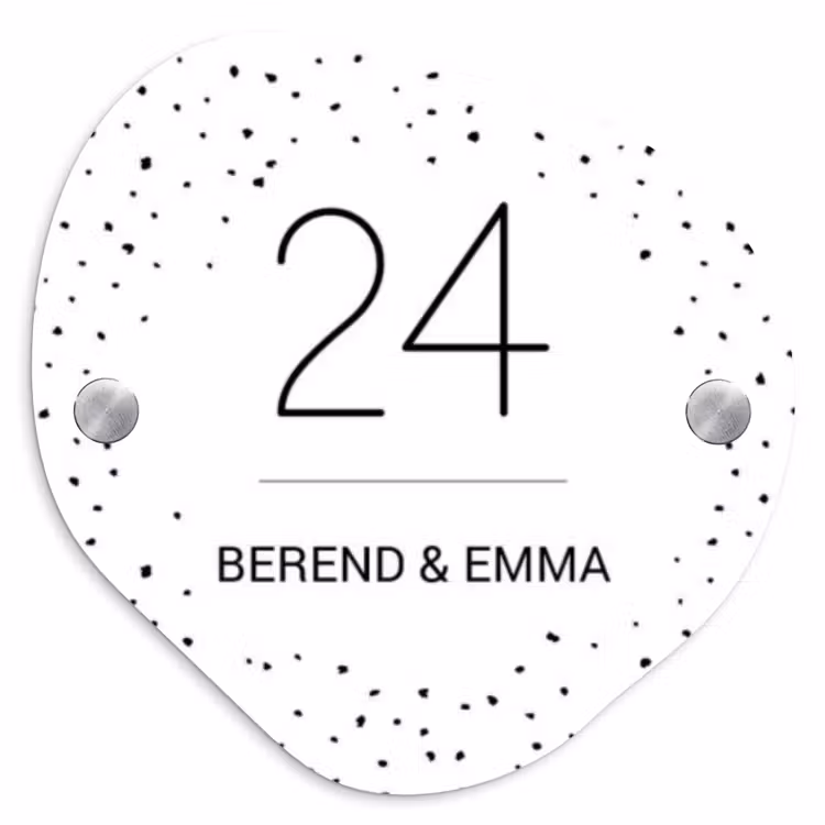 Wit met stippen - Klassiek Naambord Organisch middel -3d