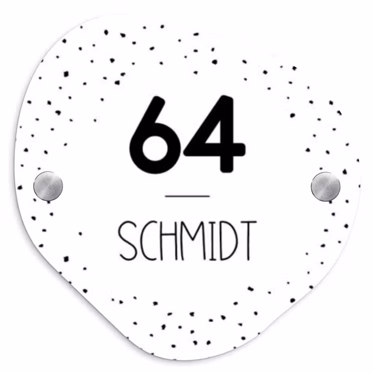 Wit met stippen - Modern Naambord Organisch middel -3d