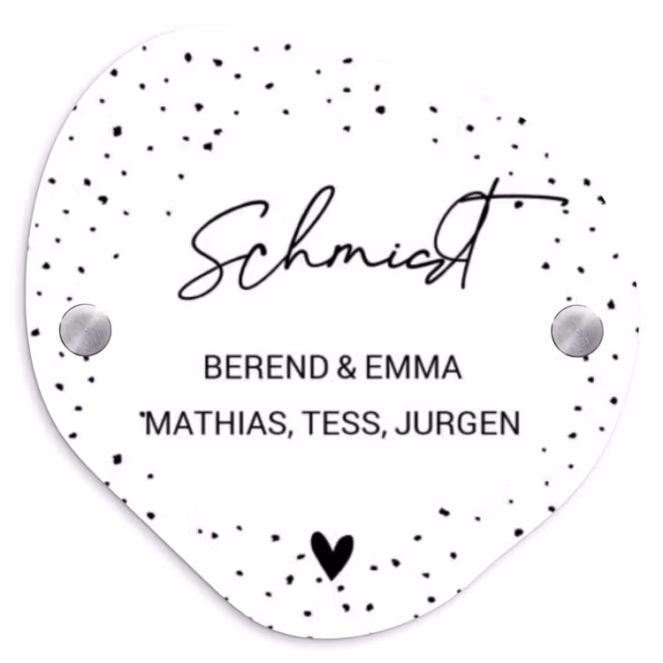 Wit met stippen - Sierlijk Naambord Organisch middel -3d