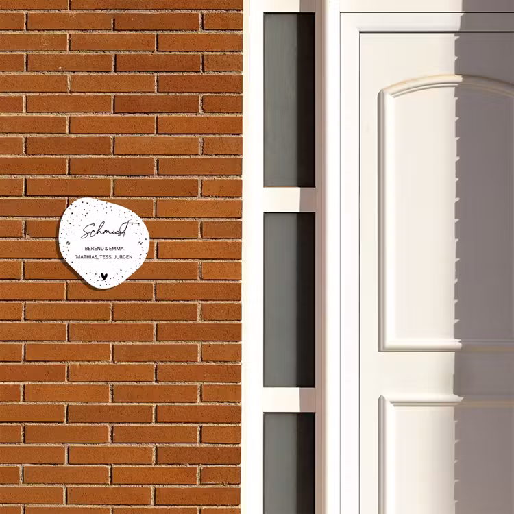 Wit met stippen - Sierlijk Naambord Organisch middel -sfeer3